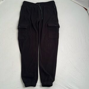 Old Navy black fleece drawstring waist cargo jogger pants